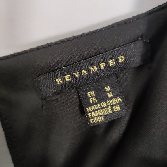 Revamped Women's Jumpsuit Size M Black Surplice Ruffles Summer Party Elegant - Picture 3 of 11